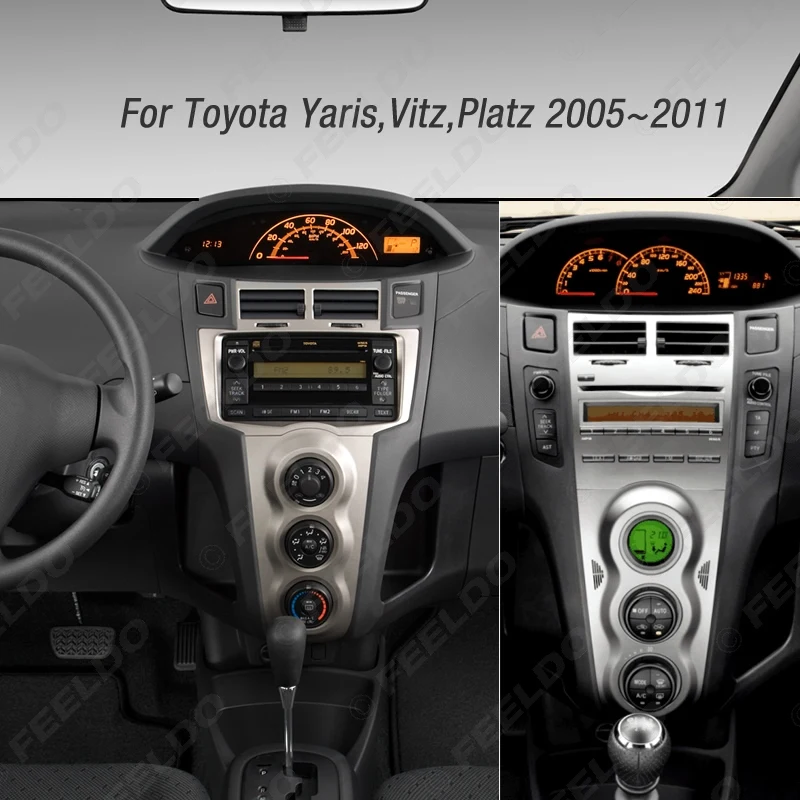 FEELDO автомобиль 2DIN переоборудование Радио Стерео DVD рамка приборная панель панели установки наборы преобразования для Toyota Yaris, Vitz, Platz#2215