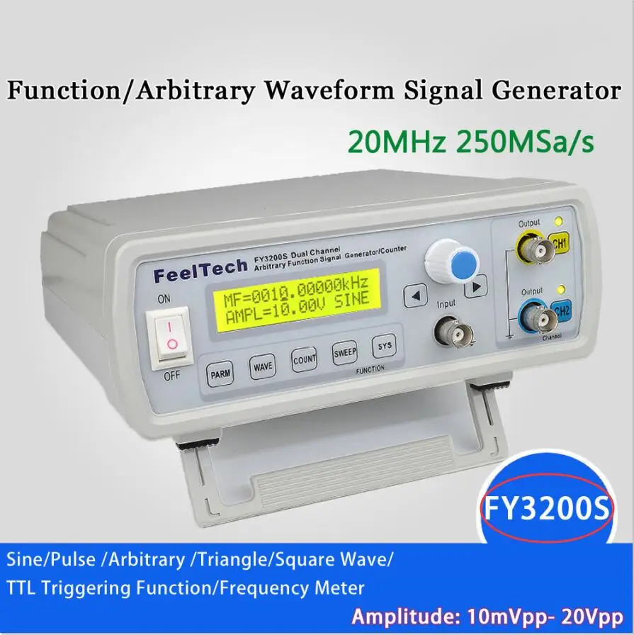 250MSa/s 20MHz Digital Signal Generator DDS Dual channel Function