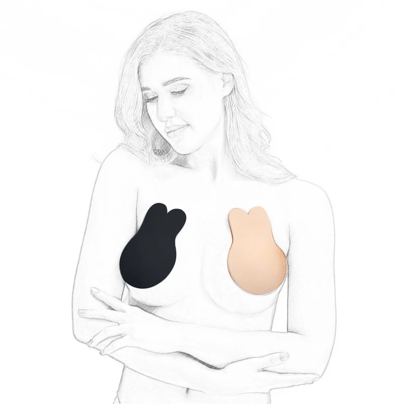 

Women Breast Petals Cute Rabbit Bra Nipple Covers Push Up Invisible Bra Top Reusable Breast Cover Lift Bra Adhesive Sticky Bra