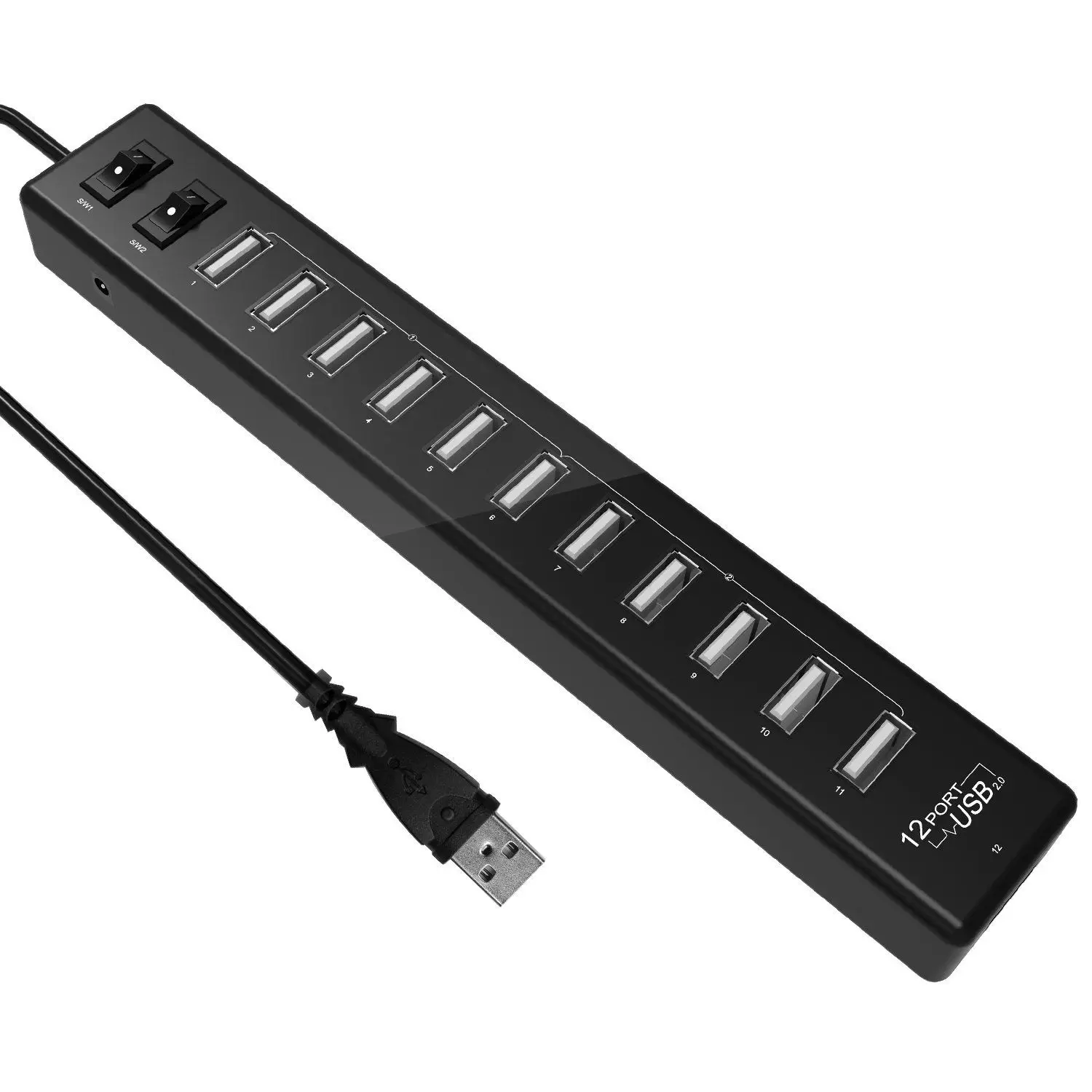 Перетащите двенадцати USB2.0 концентратор, 12-Порты и разъёмы USB высокое Скорость концентратор для Mac, ПК, USB флеш-накопители, зарядка Порты и разъёмы и Другое устройств