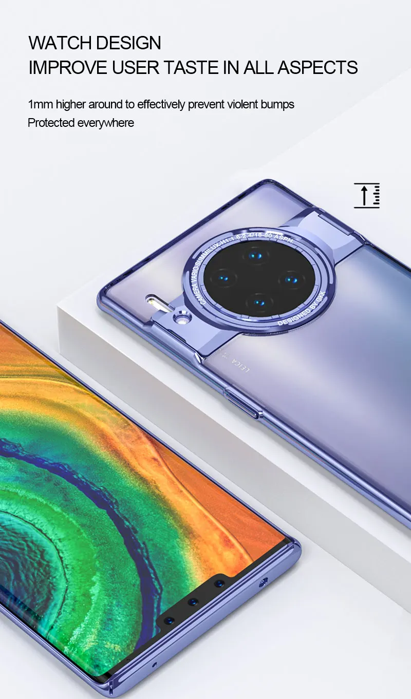 Для HUAWEI mate 30 Pro Чехол с покрытием Ультра тонкий прозрачный жесткий с наручные часы Магнитный кронштейн модный бренд защитный чехол