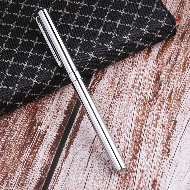plated silver Plated Luxury Personalized Logo Metal Gel Pen Korean Fun Roller Cute Funny Ballpen Signature Stationery School Office Pink Thing - Цвет: plated silver