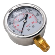 Manomètre de pression d'huile automobile, 1/4 NPT, Instrument de mesure hydraulique 0-3500 PSI