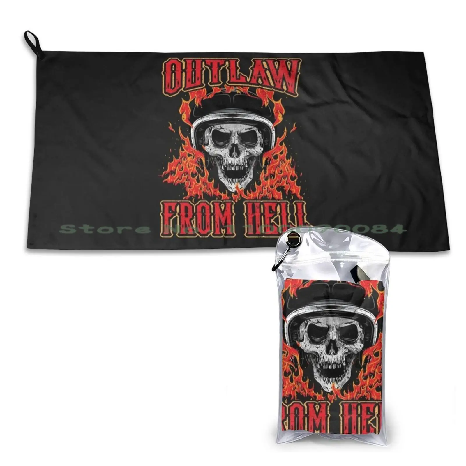 Outlaw из Hell Skull мотоциклетный подарок Байкерский огонь пламя быстросохнущее