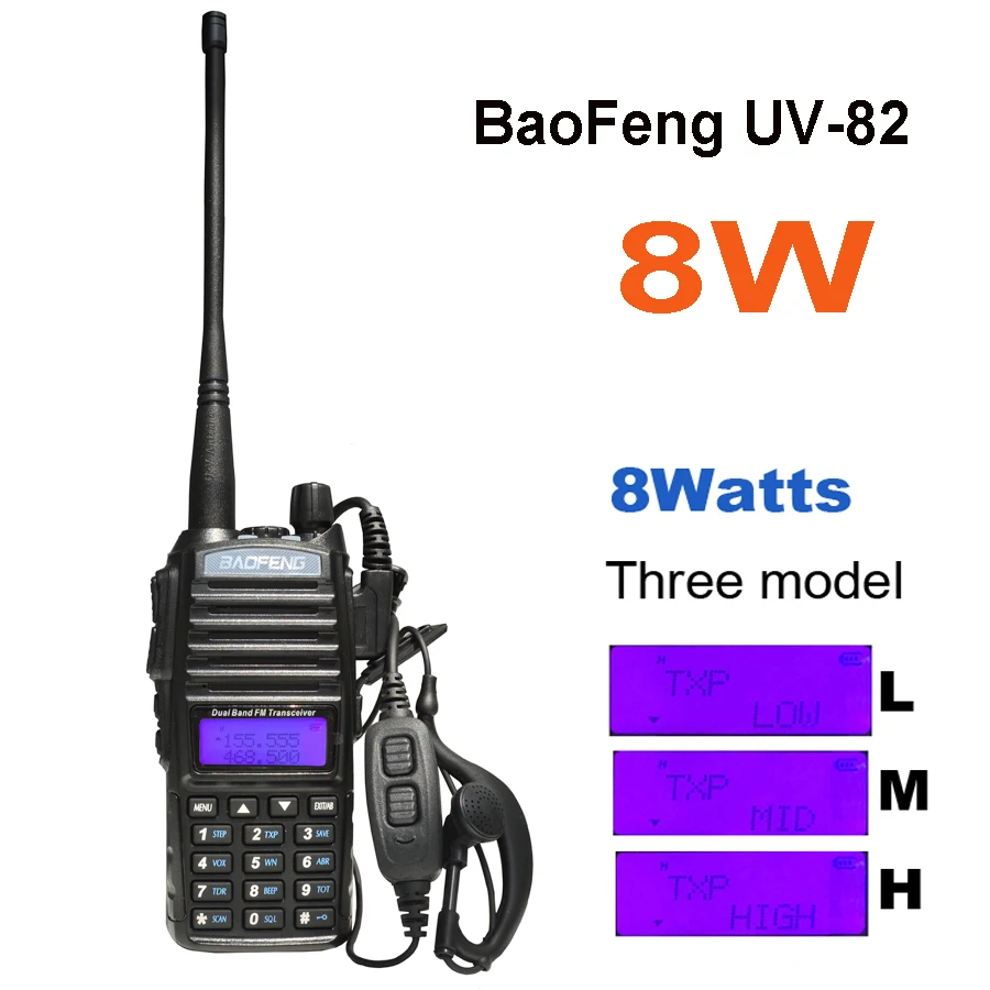 Baofeng UV-82 8 Вт 10 км дальность действия мощная портативная рация CB vhf/uhf двухстороннее радио Amador 8 Вт UV82