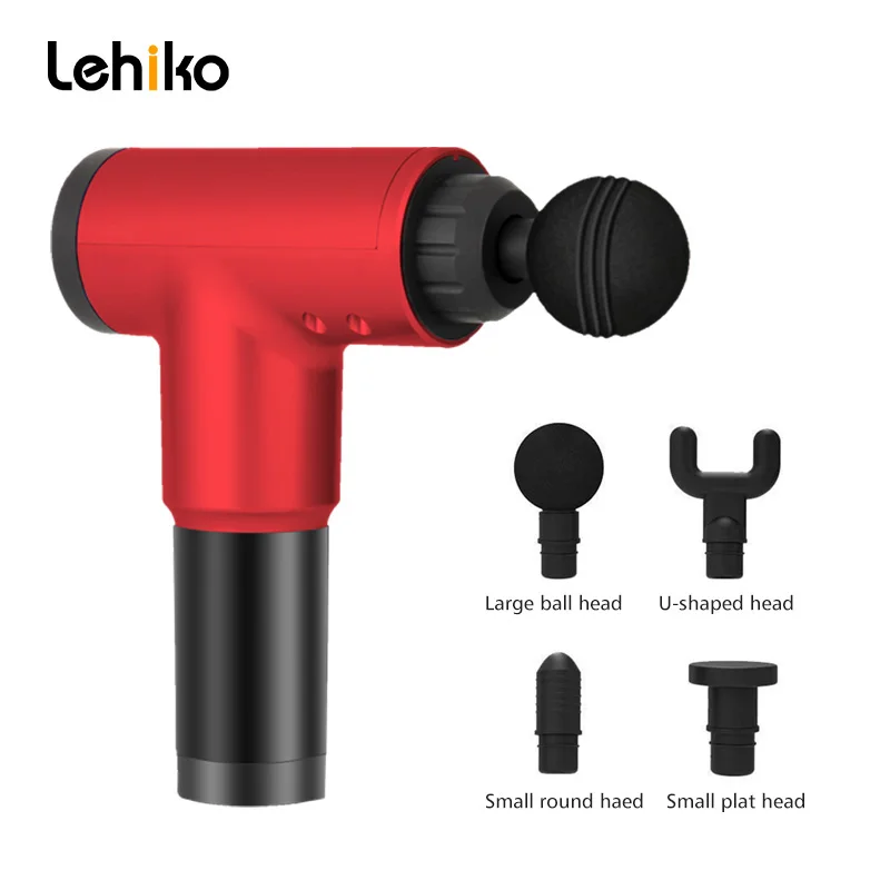 Red with Box Высокомощный массажный пистолет для мышц, высокоскоростной Вибрационный массажер, пистолет для использования после фитнеса, разлагается молочная кислота, облегчается боль, расслабляет тело - Цвет: Red with Box