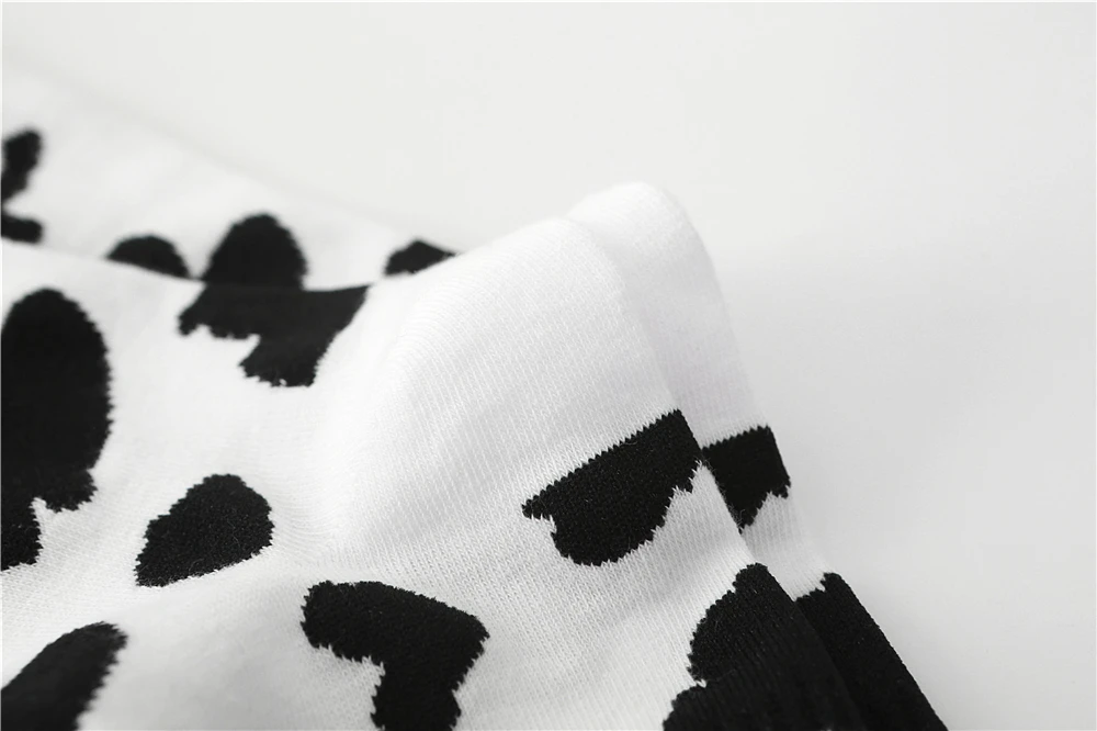 Neue Kuh Schöne Harajuku Japanischen Stil Baumwolle Frauen Gestreiften Solide Atmungs Casual Cartoon Socken Weiß Schwarz Dropship – Detail 16