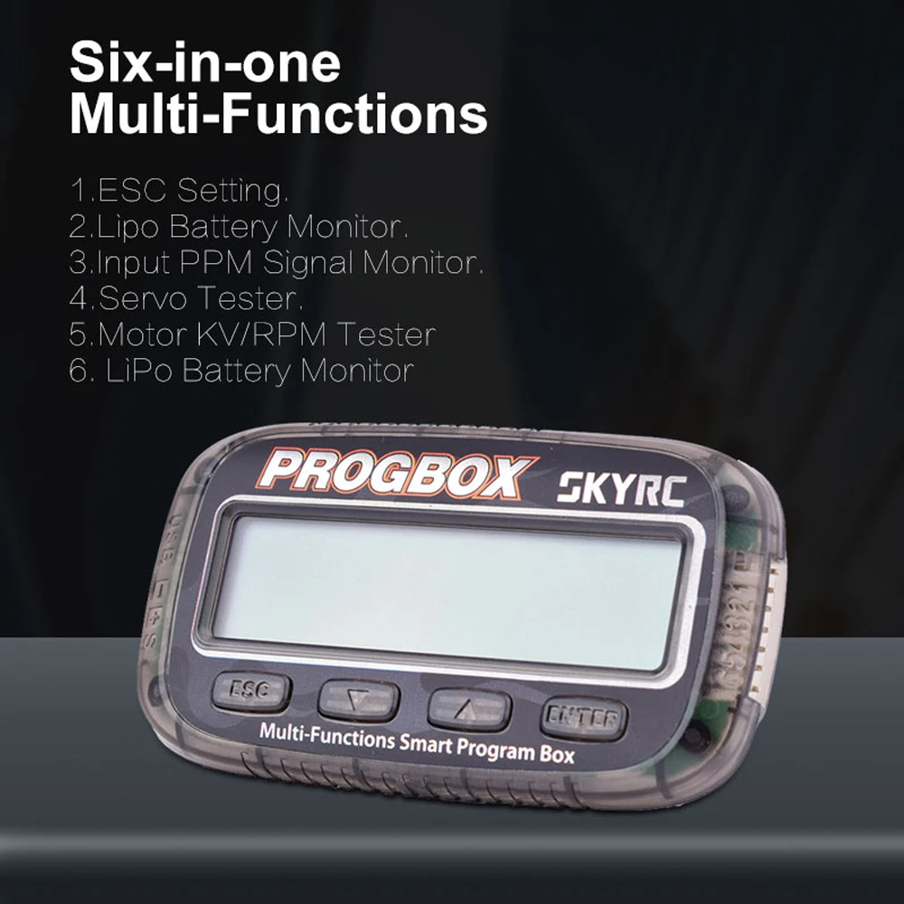 

SKYRC PROGBOX Six-in-one Smart Program Box SK-300046 For RC Model ESC Setting Lipo Battery Monitor Test hobby