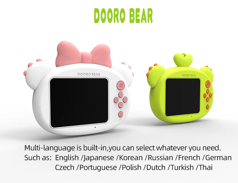 Зеленый белый Dooro медведь дети цифровая камера животных мультфильм игрушки Юмор TED