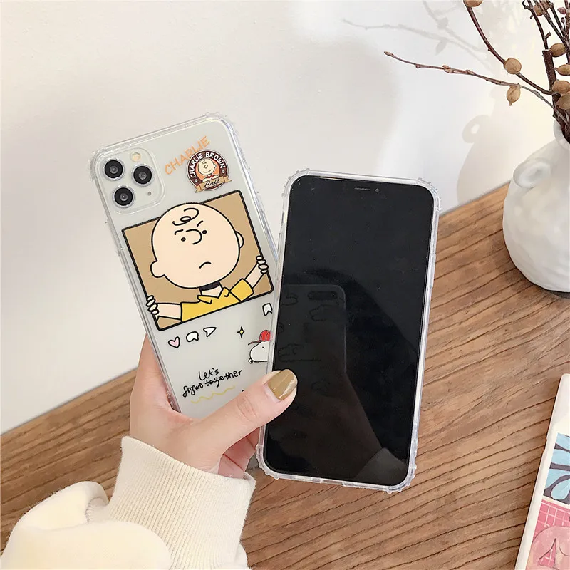 Милый чехол для телефона с рисунком из мультфильма "Charlie коричневая собака" для iphone Xs MAX XR X 7 8 plus Симпатичные, из мягкого ТПУ, прозрачная задняя крышка для телефона