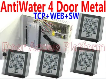 

WaterProof 4 Door Web Access controller PCB Door access+4 Metal case Code+ ID Card reader Entry+Exit Control PC SW Keypad coder