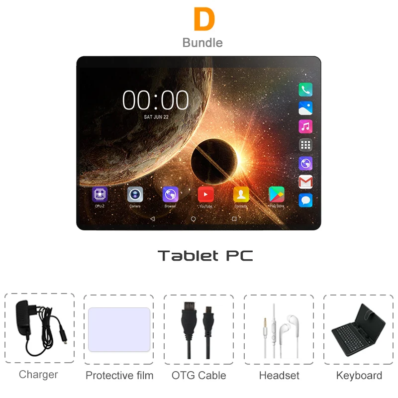 Mx960, 10,1 дюймов, планшетный ПК, android 9,0, 3G, 4G, Lte, планшеты с телефонными звонками, 6 ГБ ОЗУ, 128 Гб ПЗУ, Восьмиядерный фаблет 10 - Комплект: Комплект 4