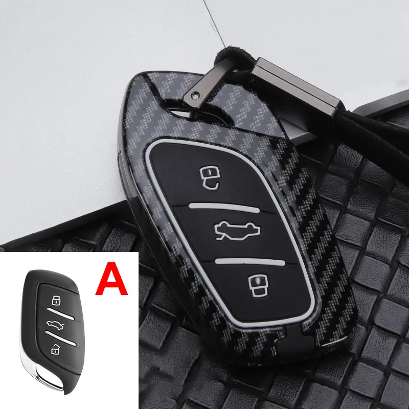Zinc alloy+Silicone Car Remote Car Key Case Cover For Roewe RX5 I6 Erx5 Ei5 Rx8 RX3 MG6 For MG ZS RX8 Mg 6ZS 3button Accessories - Название цвета: A  Carbon Black
