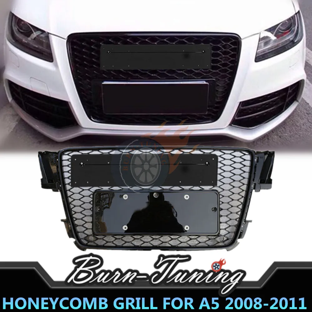 

Honeycomb Style ABS Grill For A5 S5 RS5 2008-2011 Hex Mesh Front Bumper Car Styling Racing Grill With European Plate Holder