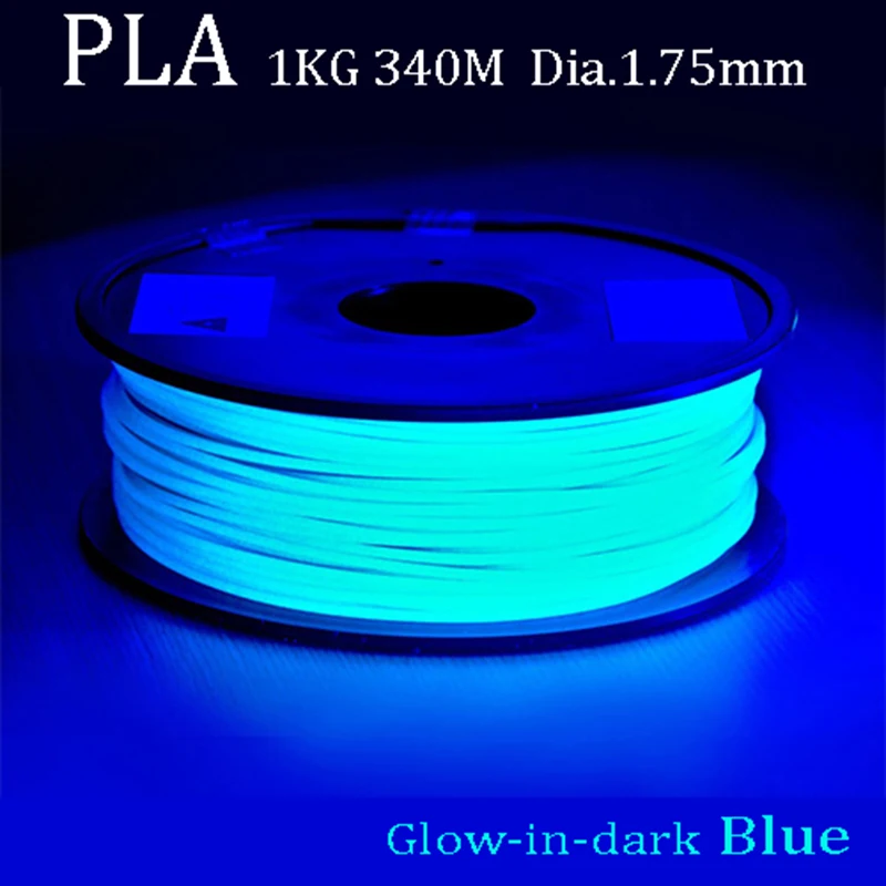 Yousu 3D пластик! PLA ABS PETG. нить для 3d принтера/биоразлагаемая/1,75 мм 1 кг 340 м/ из России - Цвет: PLA Glow Blue
