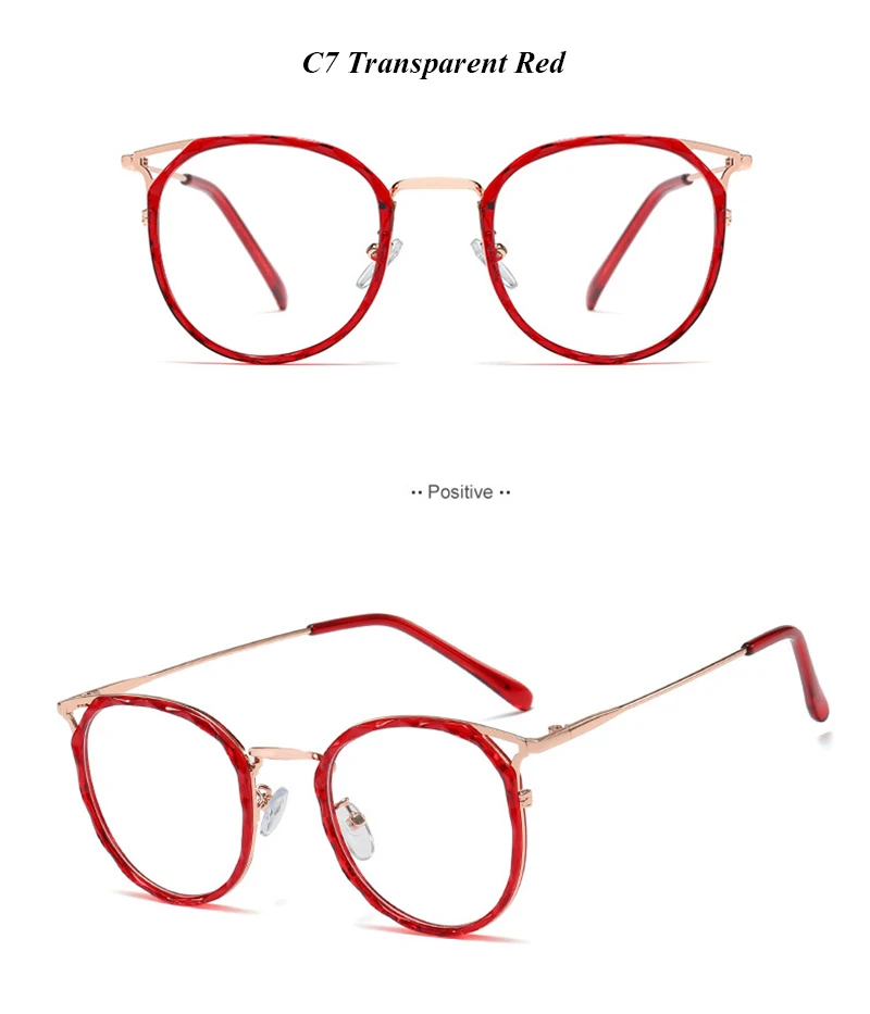 C7 mimiyou TR90 Alloy Round Glasses Frame Women Grace Lady Retro Optical Eyewear Men Eyeglasses Frame Clear UV400 Brand Designer - Цвет оправы: C7