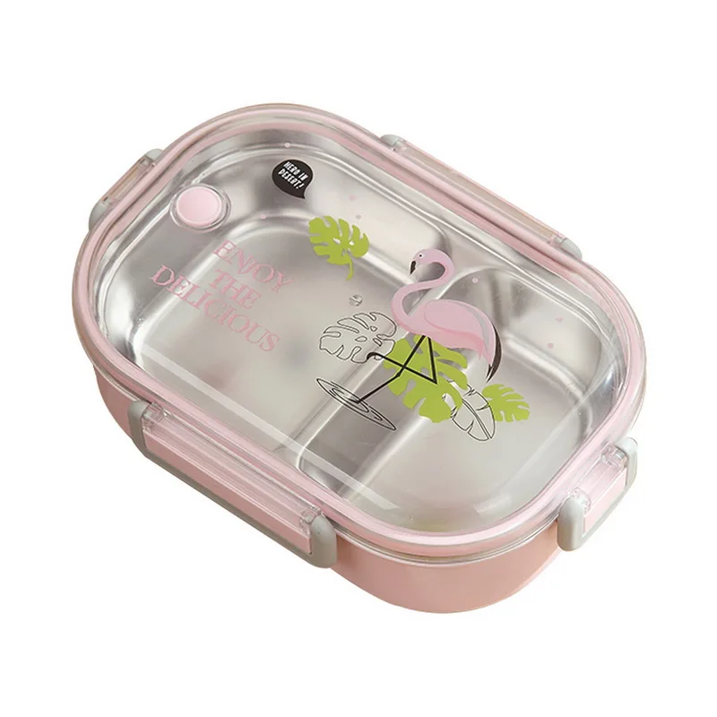 pink Переносная коробка для ланча 304 из нержавеющей стали Bento Box кухня Герметичный пищевой контейнер коробка с ремешком для детей для школы и пикника - Цвет: pink