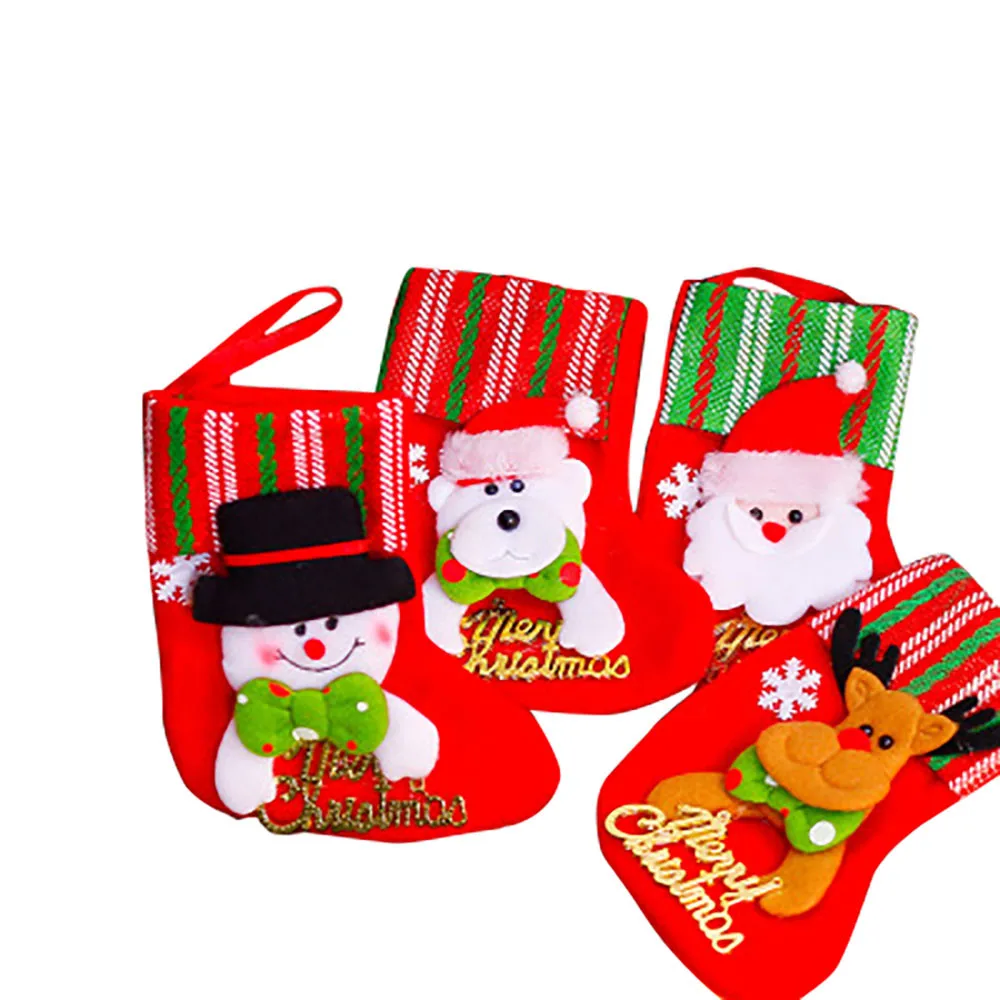 Christmas Stockings Gift Bag Santa Claus Snowman Elk Xmas Decoration Ornament Sock Decors 10.21