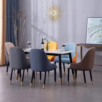 

Nordic Luxury Dining Chair Family Modern Simple Dining Table Dining Chair Hotel Restaurant Discussion Leather Chair Back Stool