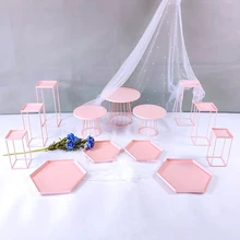 Metalowe ciasto stojak ślub różowy deser stojak wystawowy urodziny dekoracyjne ciastko stojak żywności ciasto taca