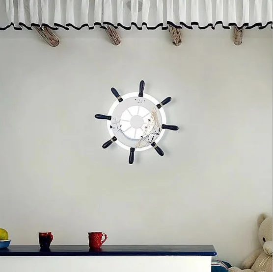 Rudder Creative led wall lamp children's room lamp modern minimalist pirate ship rudder personality light warm lighting corridor lamp - Цвет абажура: Rudder