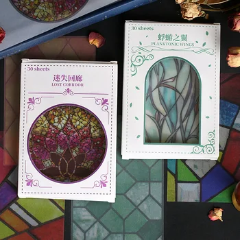 

DIY window paper sticky notes retro Euro American window mirror series sticky notes creative Box Retro hand account DIY decorati