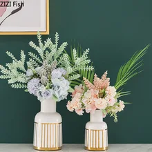 Скандинавский деревенский домашний декор, керамические вазы, Золотая текстура, ваза, гидропоника, цветочный горшок, Европейский стиль, белая керамика