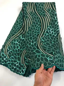

New arrival french net lace with sequins african lace fabric tulle mesh organza lace for Nigerian wedding party dress FJN63