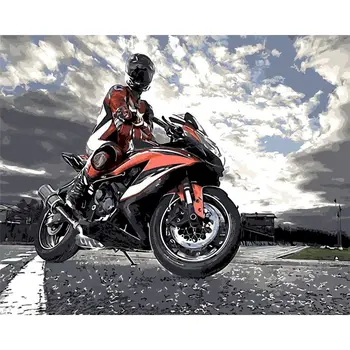 

SELILALI Motorcycle Man Figure Painting By Numbers Kits For Adults Hand Made Diy Gift Framed Drawing On Canvas Wall Art Picture