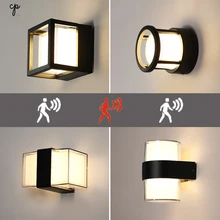 Уличный водонепроницаемый светодиодный настенный светильник с датчиком движения, настенный светильник для двора, сада, крыльца, коридора, светильник AC90-260V, алюминиевый светильник