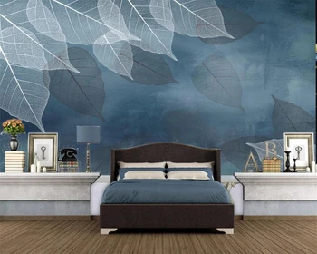 

beibehang painting Customized wallpaper 3d mural living room modern Nordic style leaf TV background wall silk cloth wallpaper