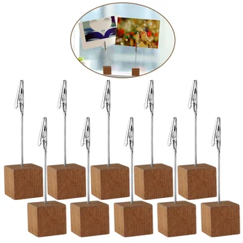 

Rosenice 10pcs Memo Clip Holder Stand with Alligator Clasp for Pictures Card Paper Note Clip (Coffee)