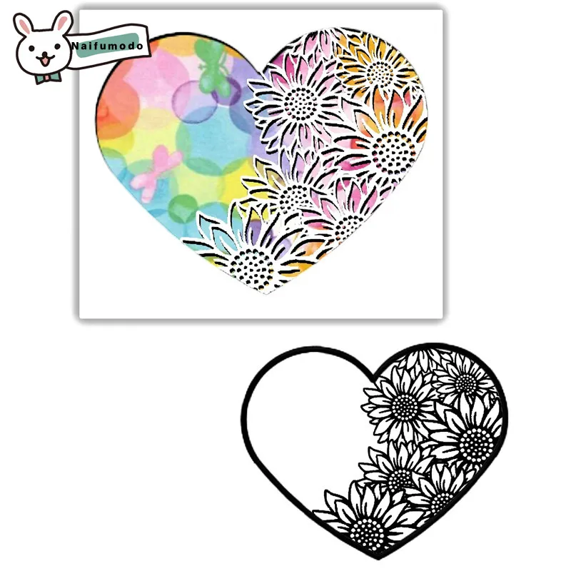 

Naifumodo Cutting Dies Metal Dies Sunflower Heart Die Scrapbooking Album Card Making Embossing Stencil Diecuts Decor