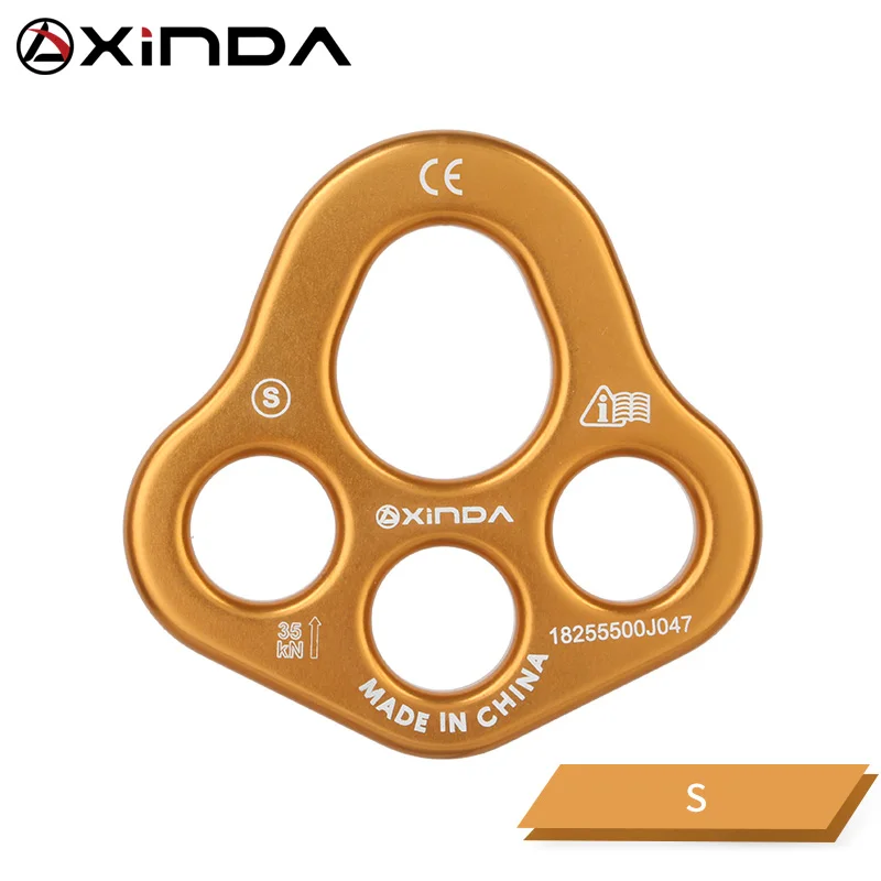 Golden 4 hole XINDA профессиональный аксессуар разделенная веревочная пластина разделяющая 4 отверстия силовая пластина для улицы с четырьмя отверстиями оборудование для скалолазания - Цвет: Golden 4 hole