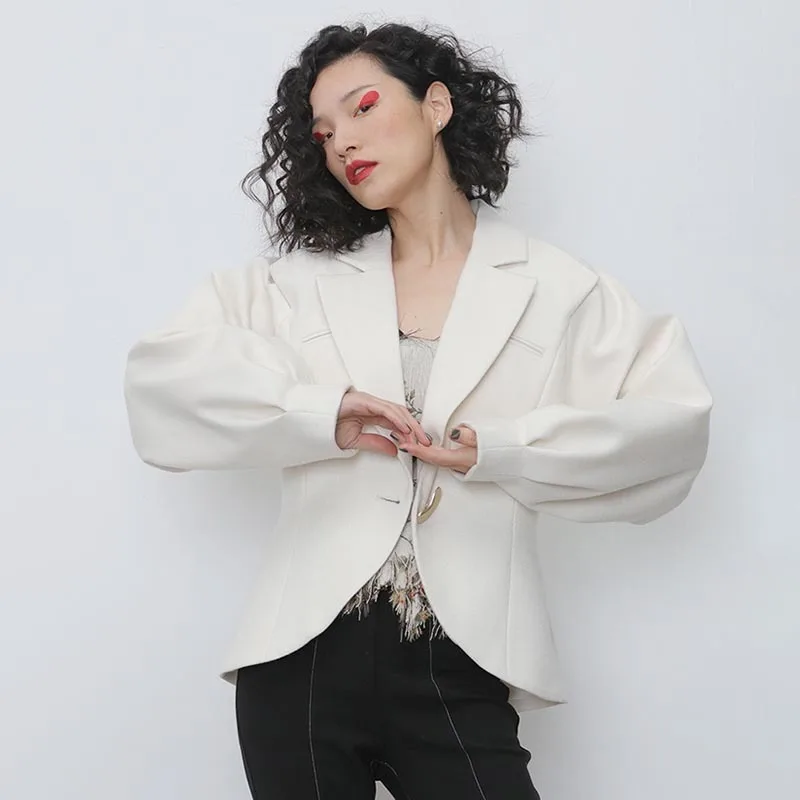Stephanie повседневные свободные женские шерстяные пальто воротник с лацканами фонарь длинный рукав минималистичные куртки женская модная одежда