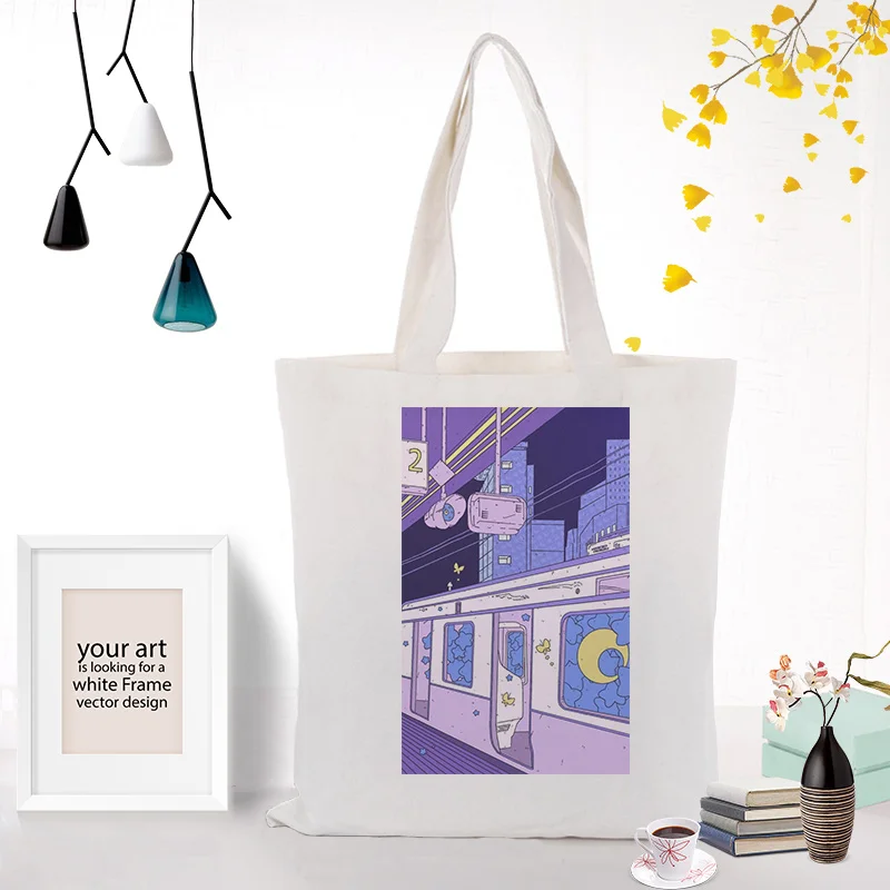Фиолетовая серия сумки Холщовая Сумка Для Покупок Сумка на заказ Печать текстовый логотип DIY ежедневное использование экологическая