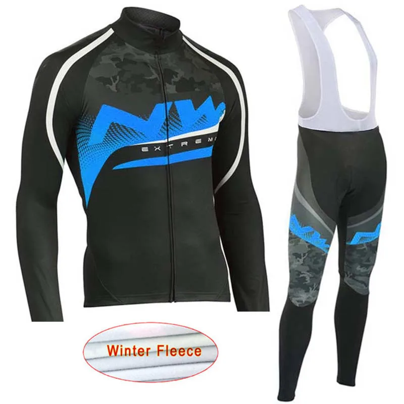 Set 11 NW Winter Thermal Fleece Long Sleeve Cycling Jersey Pro Team Outdoor Racing Triathlon cycling clothing Ropa Ciclismo Hombre C28 - Цвет: Set 11