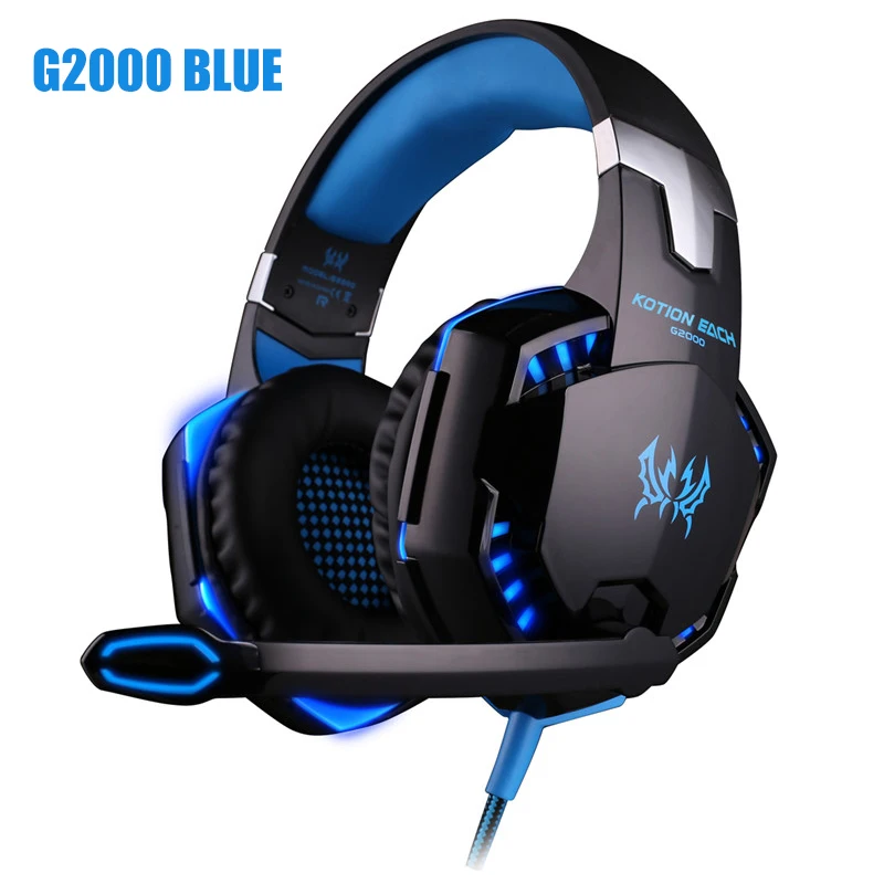 G2000 blue Гарнитура Накладные наушники проводные Игровые наушники глубокий бас стерео шлем с микрофоном для PS4 xbox PC ноутбук геймер - Цвет: G2000 blue