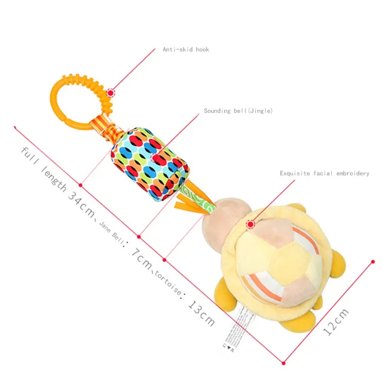 Детская мягкая ткань PP хлопок плюшевый мультфильм животных Форма погремушки колокольчики безопасности Детская кровать колокольчик Висячие руки Джингл кольцо игрушки