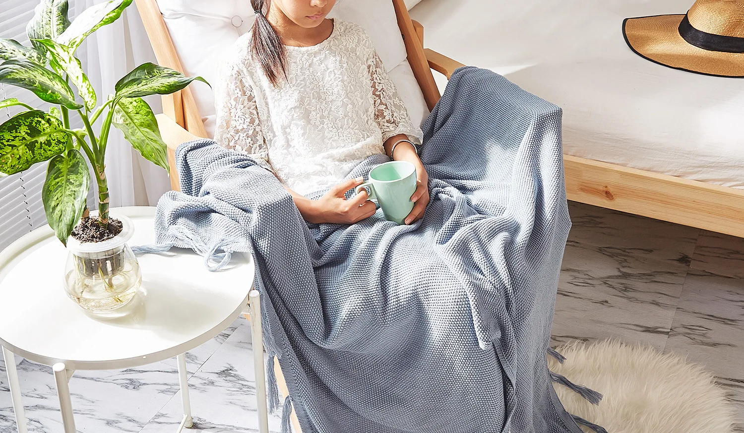Noah New Style Knitted Blanket Tassels Casual Blanket Sofa Blanket Home Soft Decoration