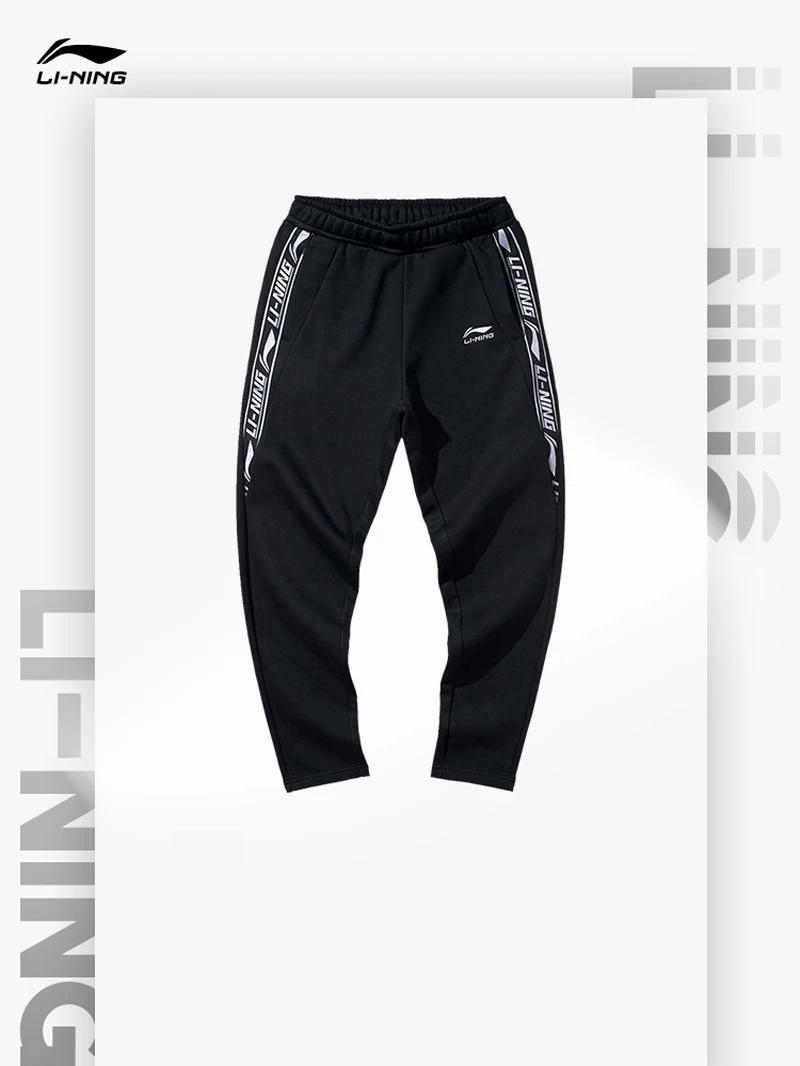 Li-Ning, мужские трендовые спортивные штаны, теплые на зиму, флис, 64% полиэстер, 36% хлопок, обычная посадка, подкладка, спортивные штаны AKLP595 MKY537