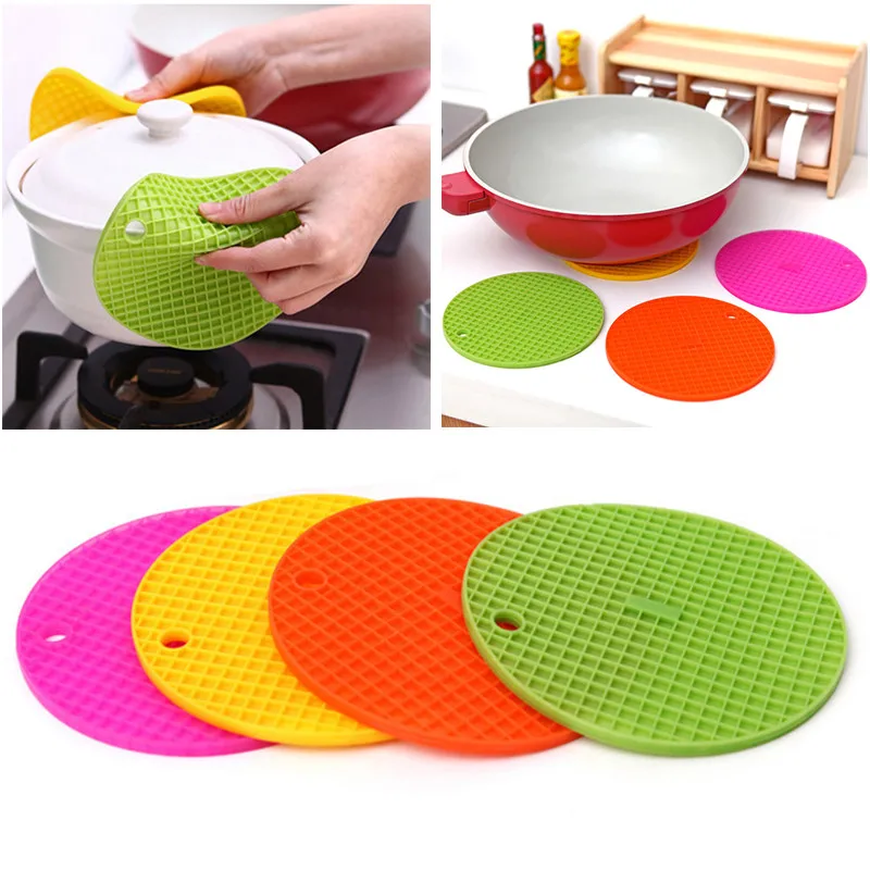 4 Color Silicone Round wok stand Non-slip Heat Resistant Mat Coaster Cushion Placemat Kitchen Accessories