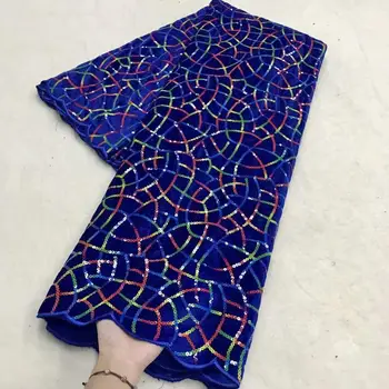 

Latest Sequin Velvet Lace Fabric 2020 High Quality Sequence Embroidery Fabric African Nigerian Traditional Wear Lace Material