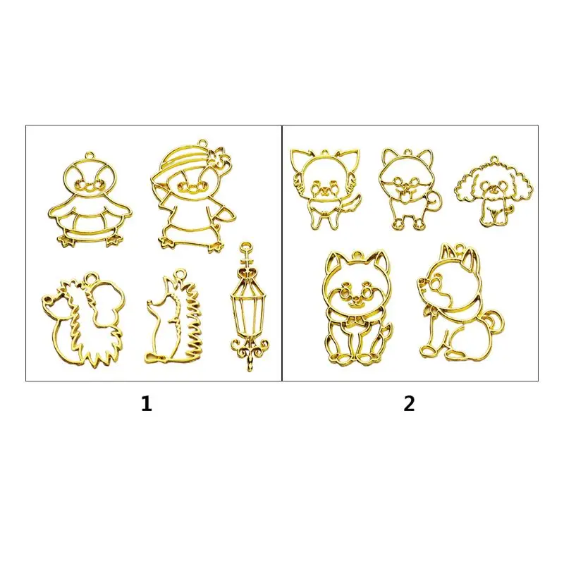 DIY Metal Frame Jewelry Pendant Necklace Gold Cute Cartoon Dog Hollow Border