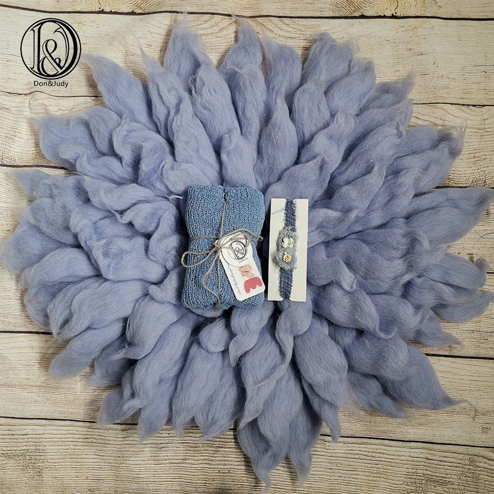 

Don&Judy Newborn Photography Props Sets Including 100% Wool Blanket+Wrap+Headwear Baby Photo Shower Gift Photography Accessories