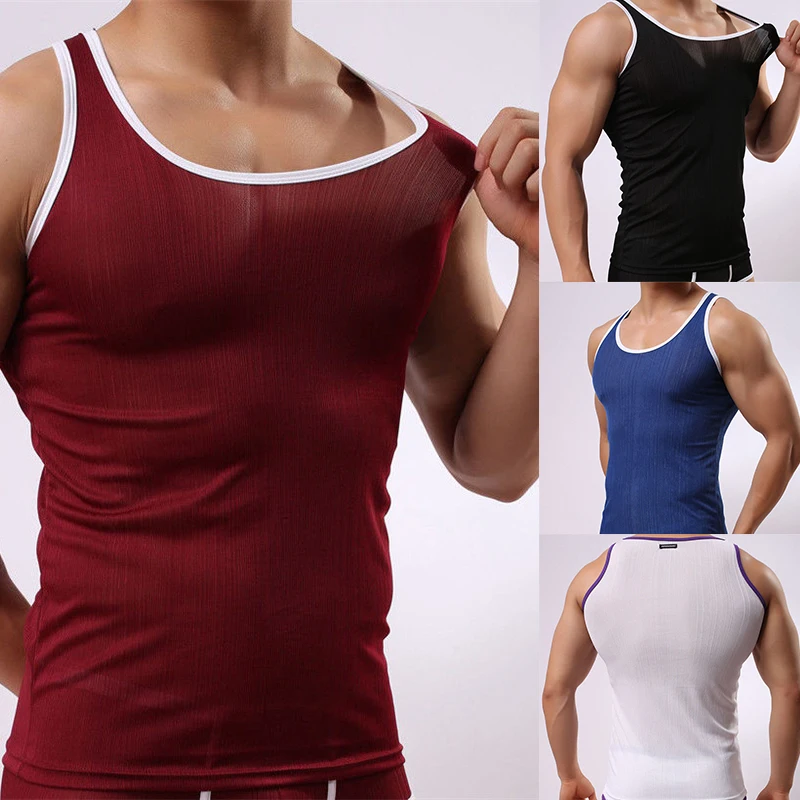 Sexy Men Undershirts Sleeveless T shirts Fitness Vest Bodybuilding Tank