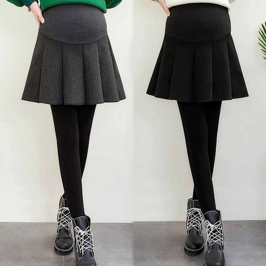 de medio cuerpo para mujeres embarazadas, falda de lana con levantamiento de falda ondulada con palabras, otoño e invierno, nueva|Faldas|