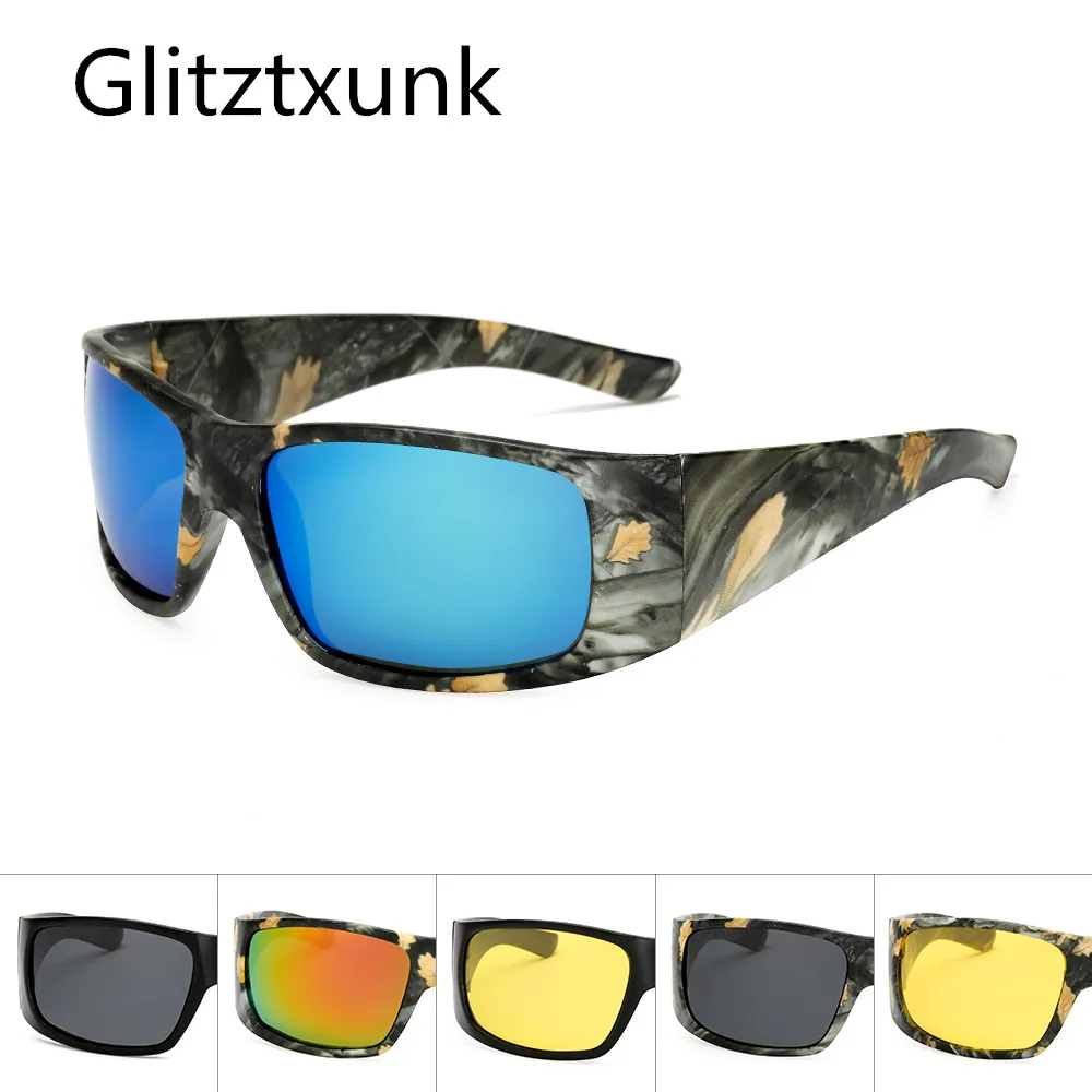 Glitztxunk, мужские солнцезащитные очки, поляризационные, ночное видение, винтажные, камуфляжные, брендовые, дизайнерские, спортивные, солнцезащитные очки для мужчин, черные, очки