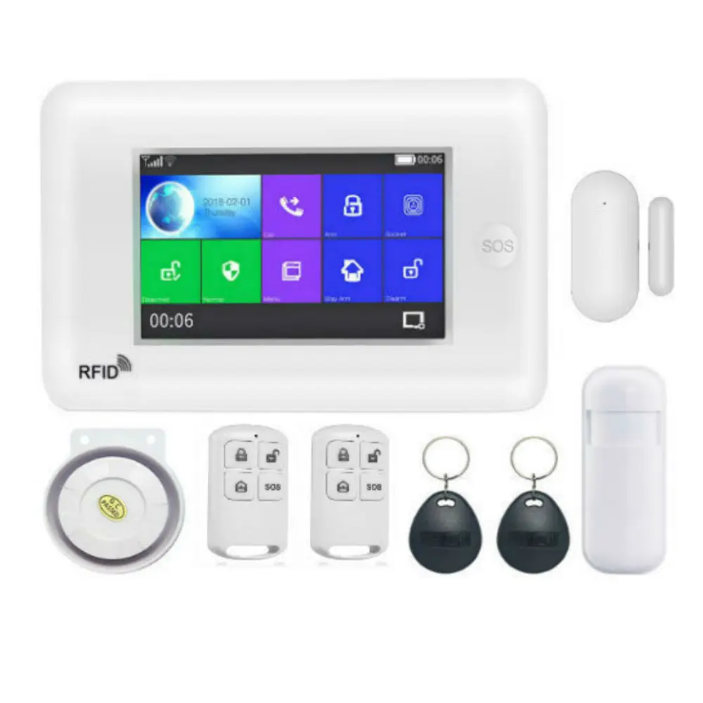 Yobang Security App Control RFID Card Arm/Disarm Alarm Touch Screen