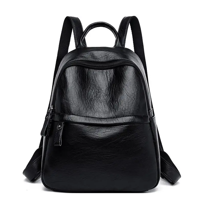 Real Leather Women Backpacks High Quality Solid Backpack Sac A Dos Femme Vintage Bagpack Ladies Travel Bag Mochilas School Bags